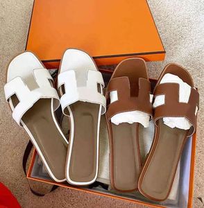 Damen-Hausschuhe, Slipper-Sandalen, Sandaletten, Damen-Designer-Schuhe, klassisch, Lammfell, flacher Absatz, Sommer, faul, Mode, Flip-Flops, Leder, sexy Strand, flache Sandalen, Box