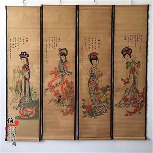 Kinesiska hängande rullning tang yin porslin hand måla forntida skönhet fyra forntida kinesiska skönhet237p