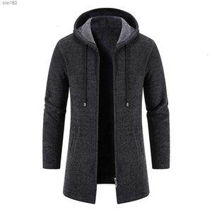 Men's Men s Jackets Autumn Winter Knitwear Jacket Thickened Medium Length Cardigan Hooded Zipper Outerwear 230815IL5K