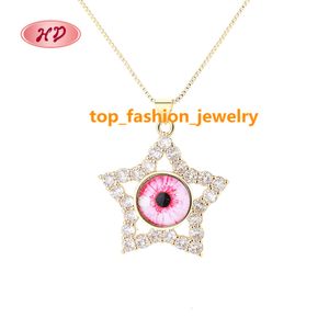 Hd Jewelry Wholesale 3A Cubic Zirconia 18K Gold Filled Religion Jewellery Chain Charm Women Luxury Necklaces For Star Eye