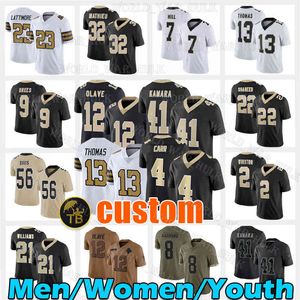 41 Alvin Kamara 4 Derek Carr camiseta de fútbol 12 Chris Olave 32 Tyrann Mathieu 9 Drew Brees 13 Michael Thomas Jamaal Williams Demario Davis Taysom Hill 22 Rashid Shaheed