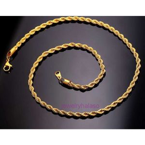 Lyxdesigner kubansk halsband 18k Real Gold Plated rostfritt stål repkedja halsband för män guldkedjor mode smycken gåva