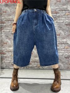 Jeans 2022 Summer High Waist Loose Jeans Women's Vintage Versatile Oversized Denim Straight Wide Leg Pants Cropped Pants