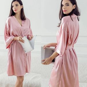 Kadın Mayo Katı Sabah Elbise Gelin Simüle İpek Binli Boyut Nedime Elbise Üst düzey Robewomen pijamaları