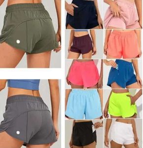 Designer lululemenly Damen-Yoga-Shorts, Passform, Reißverschlusstasche, hohe Taille, schnell trocknend, Lululy Lemon Damen-Trainingsshorts, lockerer Stil, atmungsaktiv, Sonnenschutz-Design, hohe Qualität