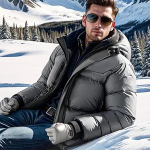 Piumino da uomo Parka invernale Piumino d'anatra bianco da uomo Cappotto invernale tinta unita antivento berretto rimovibile da uomo casual soprabito con cappuccio 231216