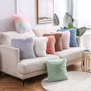 Cushiondecoratif Yastık Katı Yastık Kapağı 40x40 Gri ​​Pembe Peluş Kapaklar Kanepe Yastıklar Dekoratif Atma Yastıkları Oturma Odası Ev Dekor Yastığı 231216