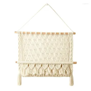 Tapeçarias Macrame Wall Pendurado Tapeçaria Arte Decoração Algodão Corda Verde Planta Rack