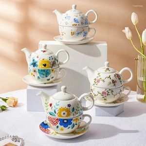 Teaware Sets Ceramic Portable Creative Flower Tea Set European Style One Teapot Cup And Saucer Simple Household Office