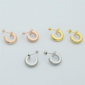 Damen-C-Ring-Ohrringe, Ohrstecker, Designer-Schmuck, mit Bohrer, Ohrstecker, Gold, Silber, Roségold, volle Marke als Hochzeitsgeschenk, Weihnachtsgeschenk273O