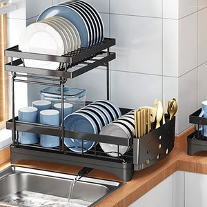 Kök förvaringsskåltorkningsställ med dräneringsbräda muntningsorganisatörsredskap och knivspalter dräneringsvask