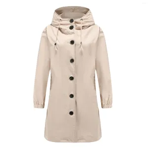 Trench da donna Impermeabili Cappotto antipioggia con cappuccio Outdoor antipioggia per donna Parka impermeabile oversize ampio autunno