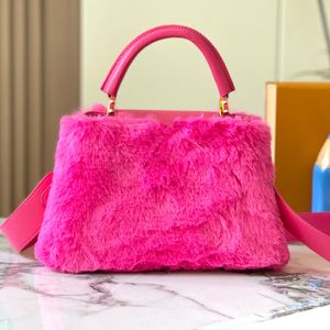 Дизайнерская сумка через плечо Сумка через плечо Дизайнерская женская женская розовая норка с пряжкой Сумка для покупок Кошельки высшего качества Зимние сумки Пушистые сумки