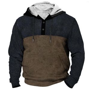 Erkek Hoodies Moda Düğmesi Sweatshirt Sonbahar Kış Renkleri Engelleyen Erkekler İçin Uzun Kollu Kazak