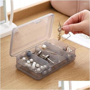 Jewelry Pouches, Bags Jewelry Pouches Double Layer Box Portable Travel Organizer Display Plastic Boxes Earring Case Storage Packaging Dh6X0