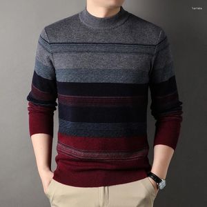 Männer Pullover Pullover Wolle Herbst Und Winter Gestreiften Kontrast Farbe Lässige Strickwaren Koreanische Mode Pullover Schafe Pelz