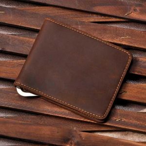 Money Clips Male Genuine Leather Design Fashion Slim Front Pocket Money Clip Mini Bill For Men 1055-bL231216