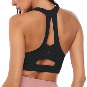 Conjunto de sutiã esportivo feminino fitness gym topos treino correndo sutiãs cor sólida náilon colete beleza volta yoga sutiã à prova de choque treinamento sutiãs novo