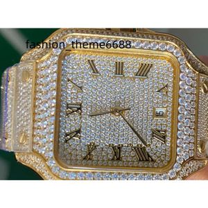 2023 nova moda masculina grande dial hip hop diamante strass quartzo analógico pulso gelo fora relógios vvs moissanite relógio