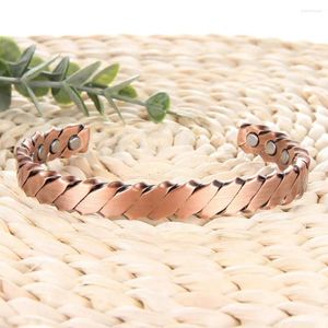 Bangle feminino 99,99% pulseira magnética de cobre puro sólido eficaz com 3500 gauss ajustável manguito presente de jóias