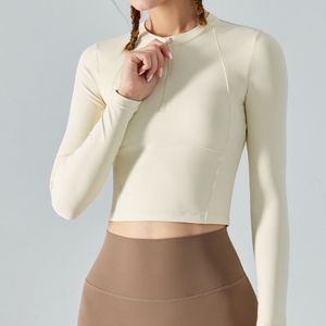 Al Yoga Jackets Sports Coat Womens Tight Yoga Clothes Quick-drying Long-sleeved Top Half Zipper Jacket Fitness DSL387