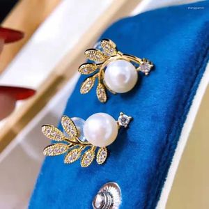 Dangle Earrings Gorgeous Huge 8-9mm South Sea White Stud Pearl Earring 925s