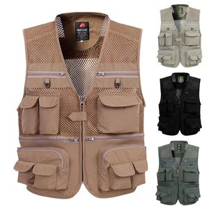 Men's Vests Summer Men's Clothes Sleeveless Casual Coat Mesh Cargo Vests Fishing Outerwear Outdoor Baggy Male Puffy Vest Jacket For Men 231216