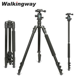 Holders W555 Camera Trip Stand Stativ Tripode Lightweight Travel Monopod Portable Aluminium TripoD Lock med Ball Head för DSLR