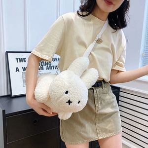 Borse da sera Simpatico coniglio in peluche Borsa a tracolla Cartoon Bunny Doll Messenger Kawaii Anime Crossbody Borsa moda casual per ragazze 231216