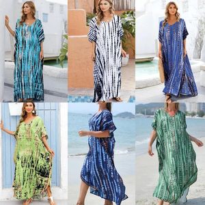 Stroje kąpielowe Quickdry retro bikini pokrywki kaftan dla kobiet letnia sukienka strojów kąpielowych barwnik pareo szaty pływackie dziewczyna na plażowe odzież luźna plus size