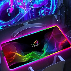 Muskuddar handled vilar rog asus gaming rgb mus pad pc gamer dator mousepad bakgrundsbelysta mause pad stor muspad för gummi skrivbord tangentbord led möss j231215