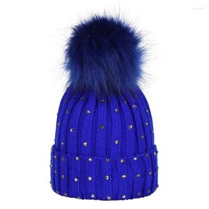 Berets grande bola de lã gorros chapéus unisex malha ponto broca bonés bebê pulôver moda quente hairball skullies bonnet