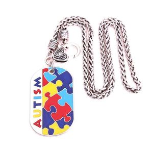 Hänge halsband klassiska smycken för kvinnor män halsband jigsaw pusselsmönster autism depression stil zinklegering ge dropp247v d dhzwi