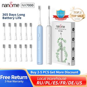 Toothbrush Nandme NX7000 Smart Sonic Electric Toothbrush Ultrasound IPX7 Rechargeable Tooth Brush 5 Mode Smart Time Whitener Teethbrush 231215