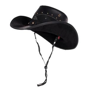 Berets 100% couro mulheres homens ocidentais cowboy chapéu verão malha respirável sombrero hombre bonés pai padrinho chapéus 2 szie plus sizebe2340