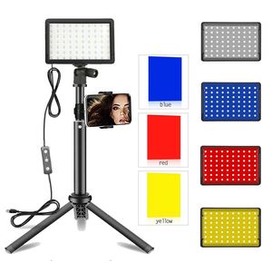 Material LED -fotografering Video Ljuspanel Belysning Foto Studio Lamp Kit för Shoot Live Streaming Youbube med stativstativ RGB -filter