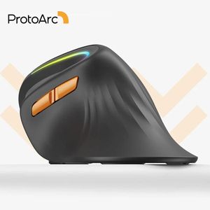 Printers Protoarc Em11 Bluetooth Wireless Vertical Mouse Rechargeable Ergonomic Rgb Backlit Mice for Windows Android