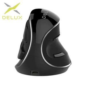 Mice Delux M618pd Wireless+ Bt Ergonomic Vertical Rechargeable Mouse 4000dpi 6 Buttons Removable Palm Rest for Pc Computer Laptop