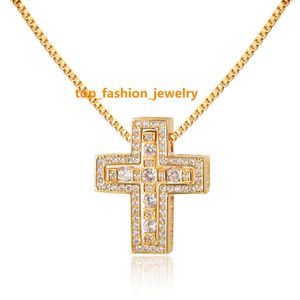 atacado colar de cruz de luxo banhado a ouro com diamante personalizável