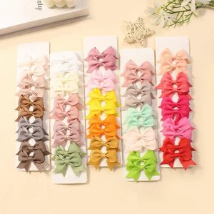 Hair Accessories 10/20Pcs/Lot 6cm Solid Grosgrain Ribbon Bowknot Kids Clips Handmade Bows Baby Girls Barrettes Hairpins Po Props Gift Set