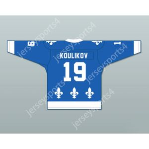 Niestandardowy krajowy Siergiej Koulikov 19 de Quebec Blue Hockey Jersey New Top Sched S-M-L-XL-XXL-3XL-4XL-5XL-6XL