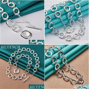 Brins, cordes Brins Cordes Blueench 925 Sterling Sier Collier de chaîne ronde pour les femmes Proposition Mariage Mode Tempérament Haute Dhvih