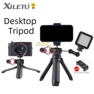 ホルダーXSG2 Vlog Lite Mini Tripod 360°ボールヘッドコールドシューズセルフィースティックテーブルトップカメラ用アンドロイド電話DSLR用