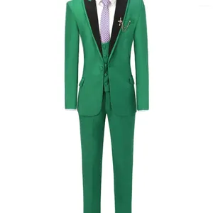 Ternos masculinos clássico verde para negócios masculinos 3 peças único breasted blazer colete calças formal noivo festa de casamento smoking