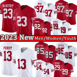 Christian Christian McCaffrey Brock Purdy Football Jerseys Nick Bosa George Kittle Deebo Samuel Fred Warner Jerry Rice Montana Talanoa Hufanga Trent Brandon Aiyuk