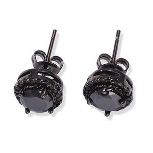 Neue Mode Weißgold Schwarz Zirkonia Herren und Damen Ohrstecker Hip Hop Runde Quadratische Cz Diamant Ohrstecker für Couple223V