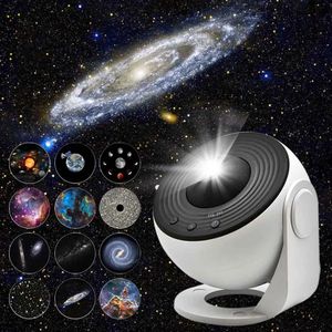 Dekorativa objekt Figurer 13 I 1 STARRY Sky Galaxy Projector Led Night Light Planetarium Space Star Lamp för barn Gift Bedroom Games Room Decoration 231216