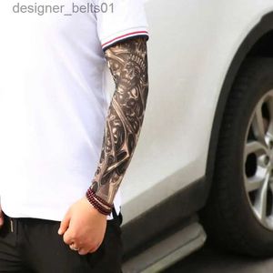 Ärmhylsor är ärmarna 1pc unisex tatuering ärm tryckta ärmar armvärmare elastiska UV-skydd solbestånd mtb cykel cykel ärm 3D tatuering klistermärke231216