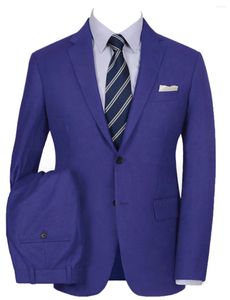 Garnitury męskie 2-częściowy kombinezon klapy 2 guziki kurtki spodnie ślub formalny mundur biznesowy