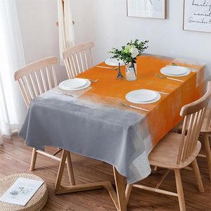 Table Cloth Orange Gray Abstract Oil Painting Texture Tablecloth Waterproof Dining Rectangular Round Home Kitchen Decoration